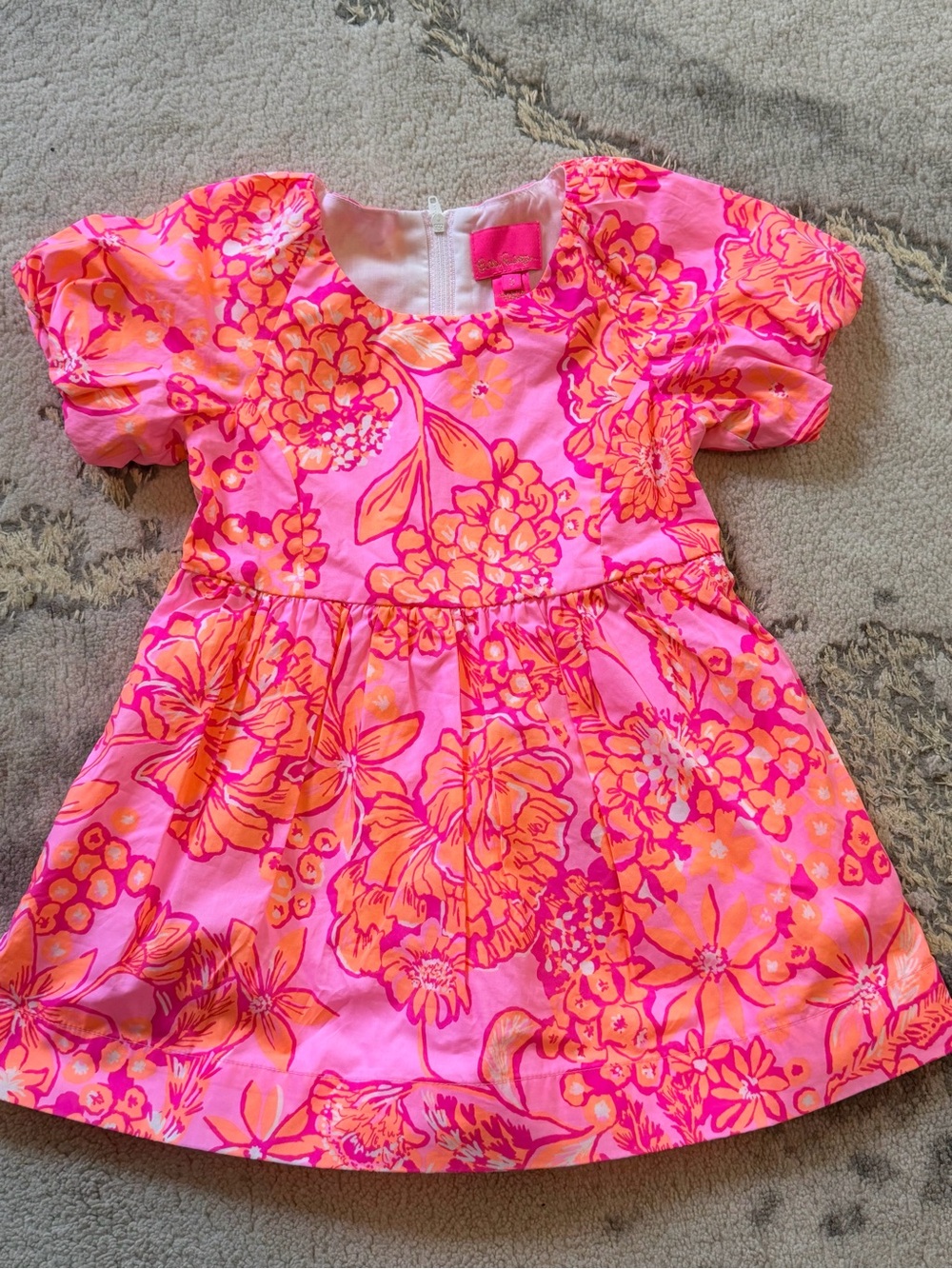 EUC Lilly Pulitzer Bright Pink & Orange Floral Dress Sz 2T